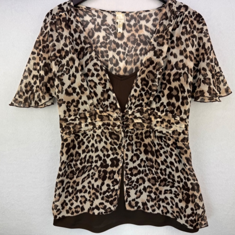 Chenault Ladies Silk Blouse Sz S 2-Piece Brown Beige Tan Solid brown Lining